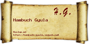 Hambuch Gyula névjegykártya